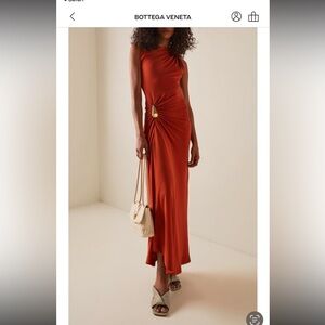 Bottega Veneta One-Shoulder Rust Dress